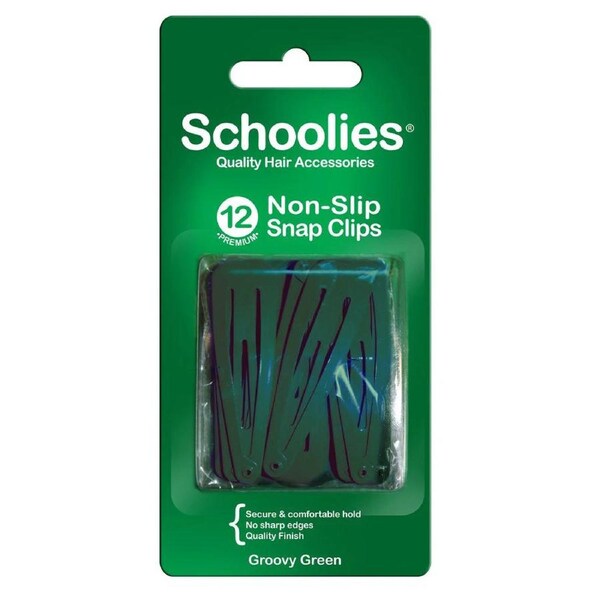 Schoolies Non-Slip Snap Clips 12pc - Groovy Green