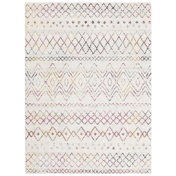 Rug Culture Bone Ivory & Multi Scandi Durable Rug 330X240CM