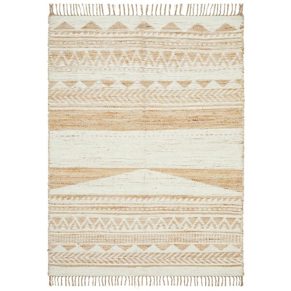 Rug Culture White Hand Loomed Jute & Cotton Chenille Rug 220X150CM