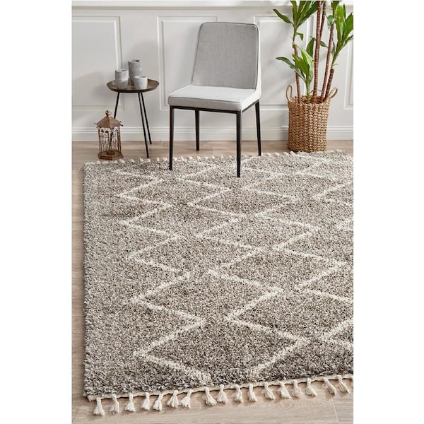 Rug Culture Grey & Bone Ivory Skandi Modern Shag Rug 230X160CM