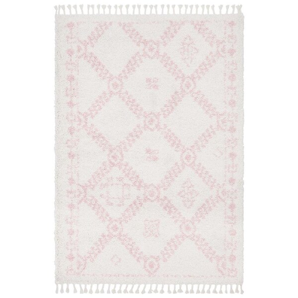 Rug Culture Ivory & Pastel Bohemian Modern Shag Rug 170X120CM