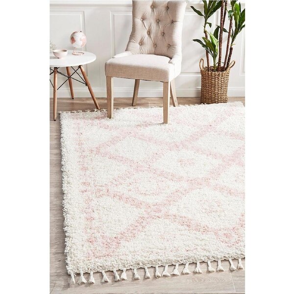 Rug Culture Ivory & Pastel Bohemian Modern Shag Rug 290X200CM