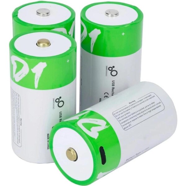 USB C Lithium-Ion Rechargeable C Battery 1.5V 5000mWh - 4 Pack with Fast Type-C Charging, LED Indicators & Constant Output