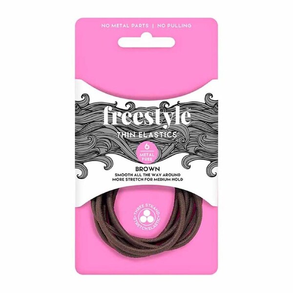 Freestyle Metal Free Thin Hair Elastics 6pc - Brown