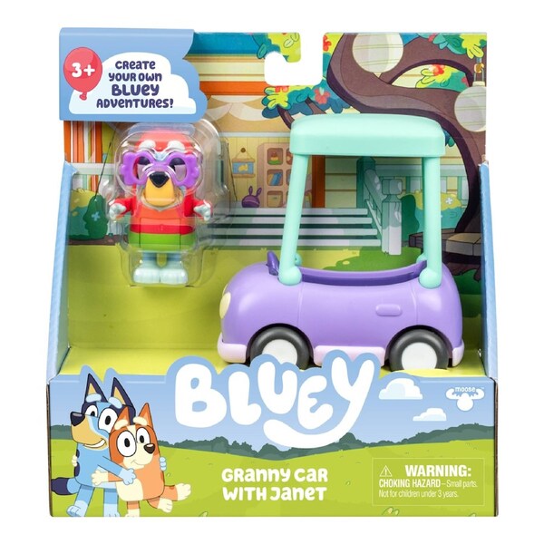 Bluey Granny Car and Janet Mini Figure Vehicle Playset