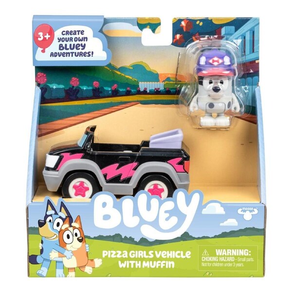 Bluey Pizza Girls and Muffin Mini Figure Vehicle Playset