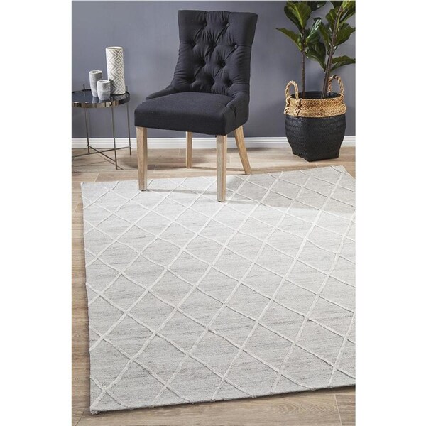 Rug Culture Silver & Grey Handmade Wool Blend Scandi Rug 320X230CM