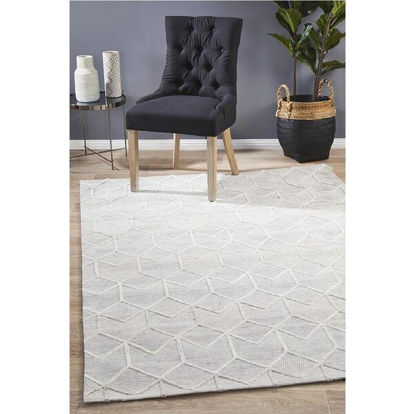 Rug Culture White & Grey Handmade Wool Blend Scandi Rug 400X300CM