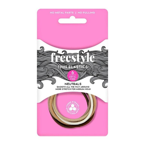 Freestyle Metal Free Thin Hair Elastics 6pc - Neutrals