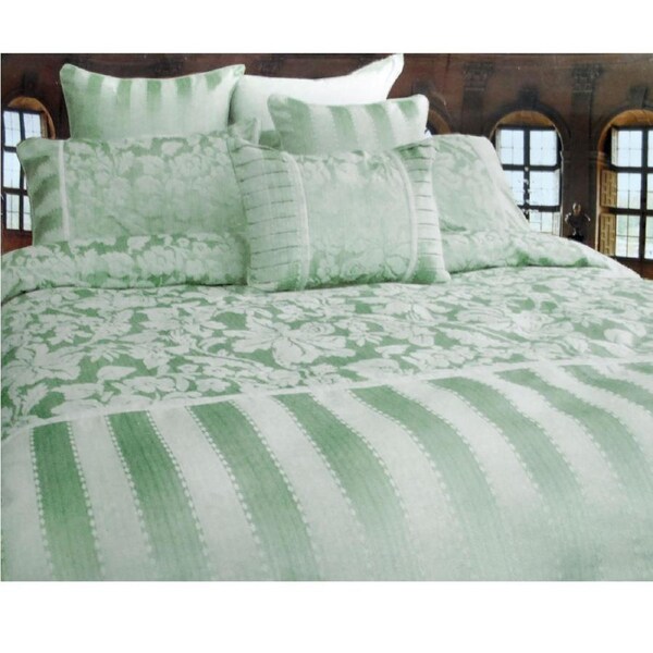 Juliette Mint Jacquard Quilt Cover Set Queen 210 x 210cm