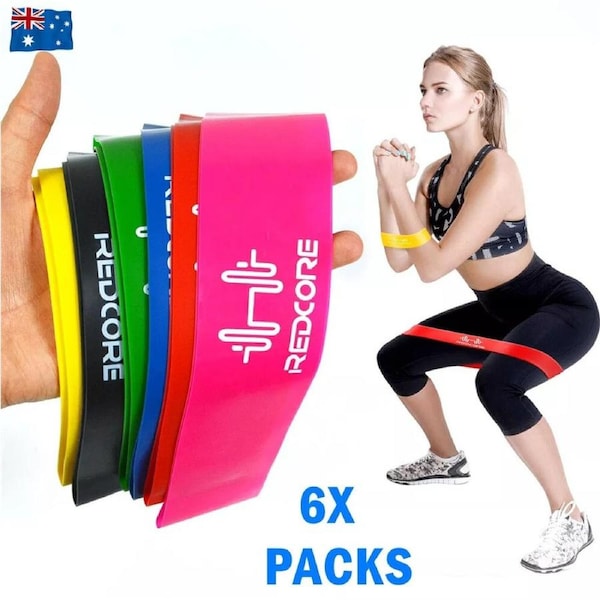 Resistance Bands x 6PCS - Power Strength - Exercise Fitness Gym Crossfit Yoga Workout
