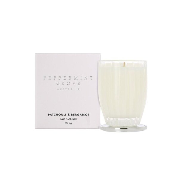 Peppermint Grove Australia Patchouli & Bergamot - Medium Soy Candle 200g