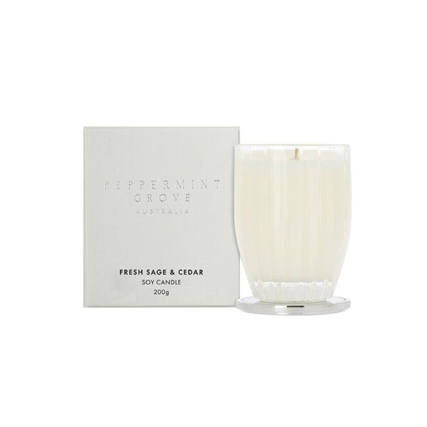 Peppermint Grove Australia Fresh Sage & Cedar - Medium Soy Candle 200g
