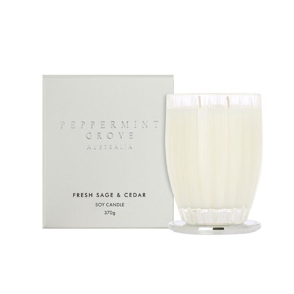 Peppermint Grove Australia Fresh Sage & Cedar - Large Soy Candle 370g
