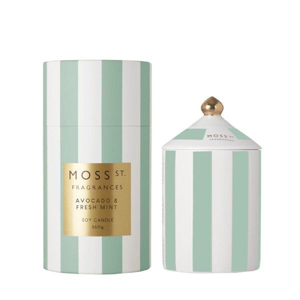 Moss St. Fragrances Avocado & Fresh Mint - Large Ceramic Candle 360g
