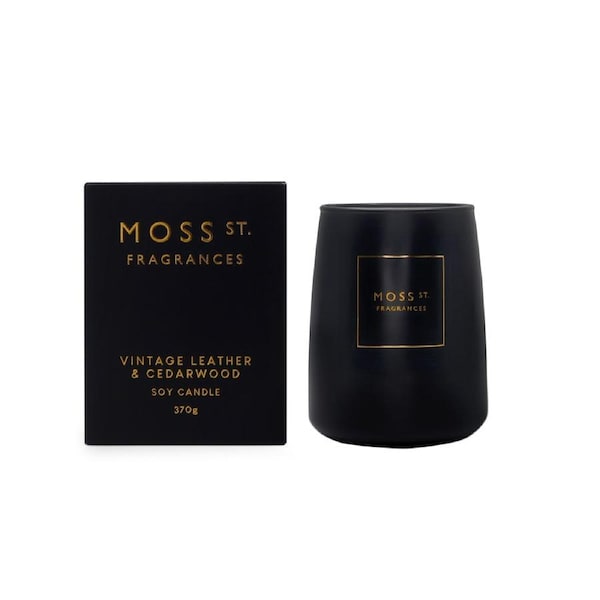 Moss St. Fragrances Vintage Leather & Cedarwood - Large Soy Candle 370g