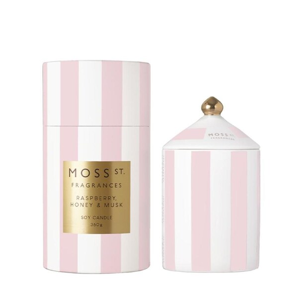 Moss St. Fragrances Raspberry, Honey & Musk - Large Ceramic Candle 360g