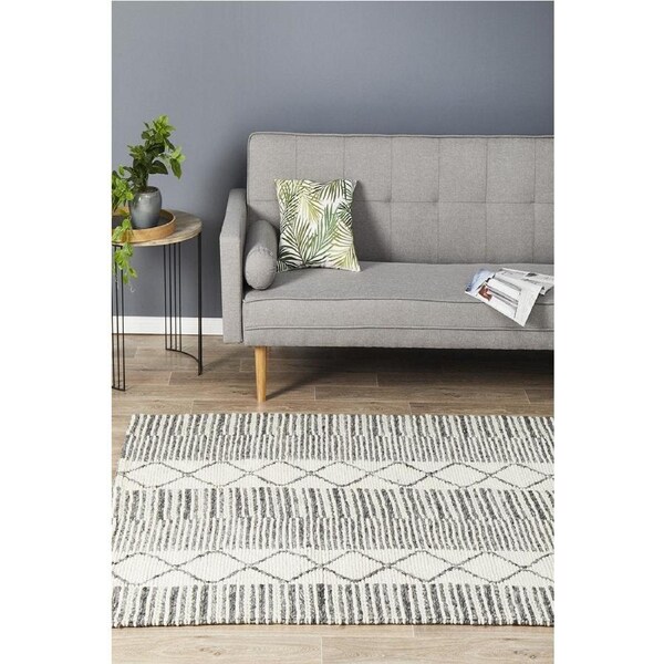 Rug Culture Grey Handmade New Zealand Wool Blend Scandi Flatwoven Rug 280X190CM
