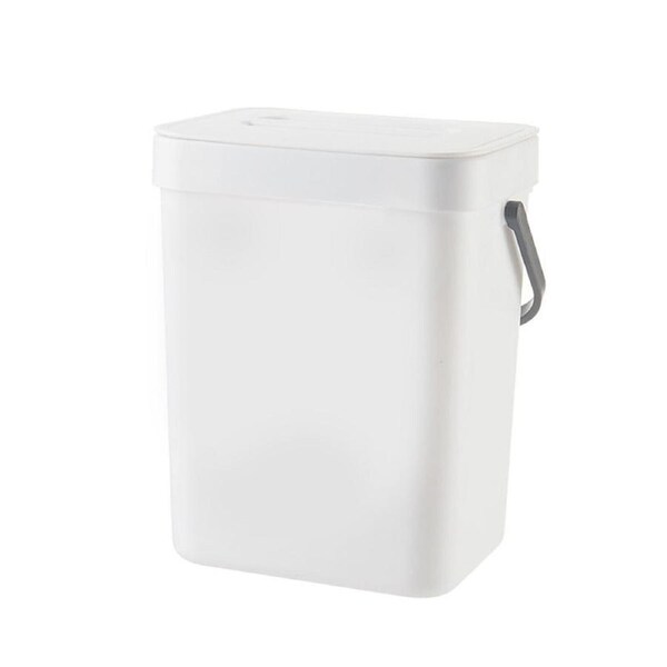 Cupboard Door Hanging Trash Can Wall Mounted Rubbish Bin Push-top Trash Can Lid White