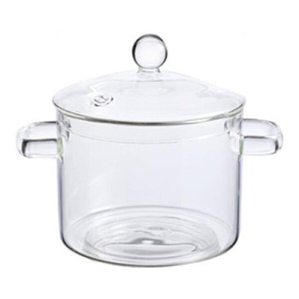 Clear Glass Soup Pot Soup Milk Pot Pan Glass Cooking Saucepan 1350ml