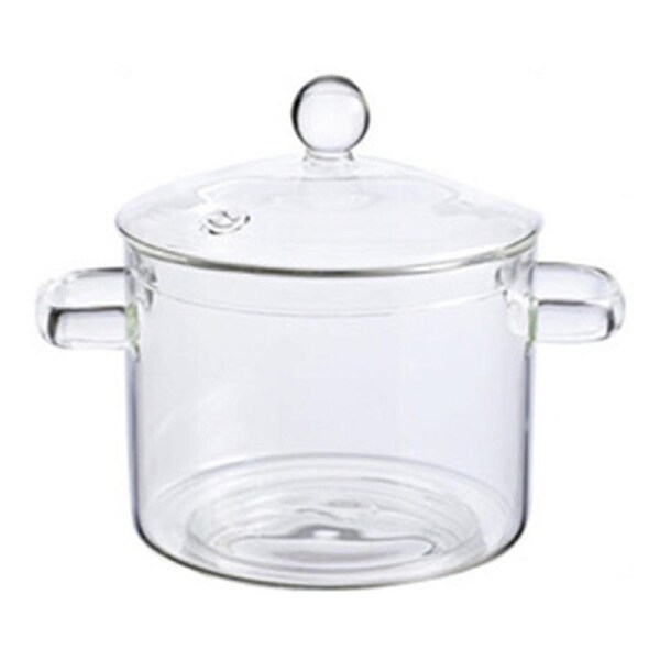 Clear Glass Soup Pot Soup Milk Pot Pan Glass Cooking Saucepan 1500ml