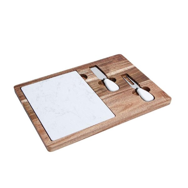 NF Living Cheese Board Pack Set Marble Utensil Included 35x25cm