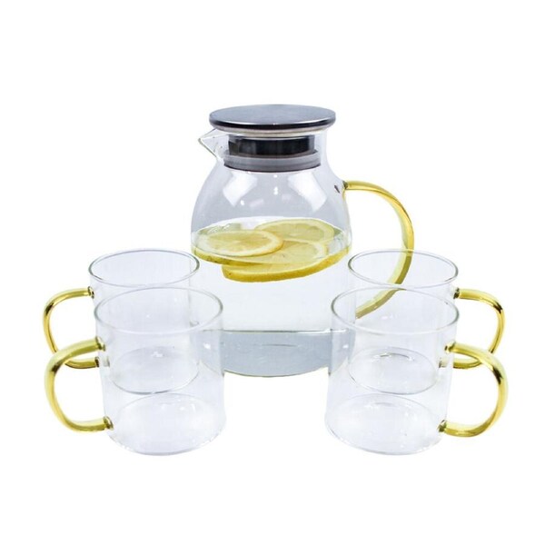 4pc NF Living Cups & Carafe Set 1500ml with Lid 1.5L Clear