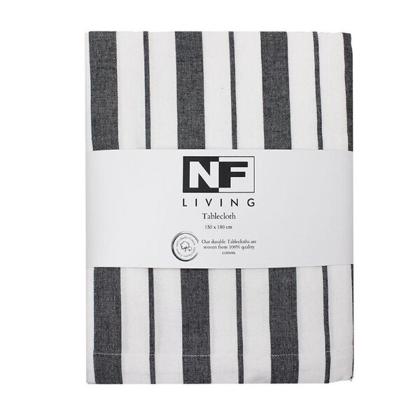NF Home & Entertaining Essentials French Table Cloth 150x180cm Striped Black