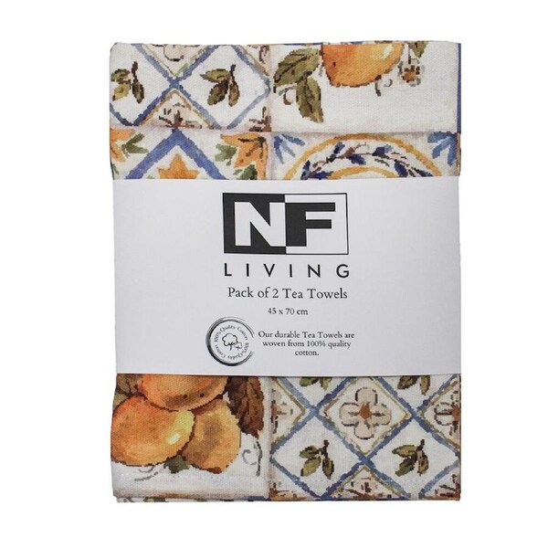 NF Home & Entertaining Essentials PortTile Tea Towel 45x70cm Multicoloured