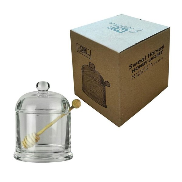 NF Living Honey Jar Set Glass 10x10x13cm Solid Clear