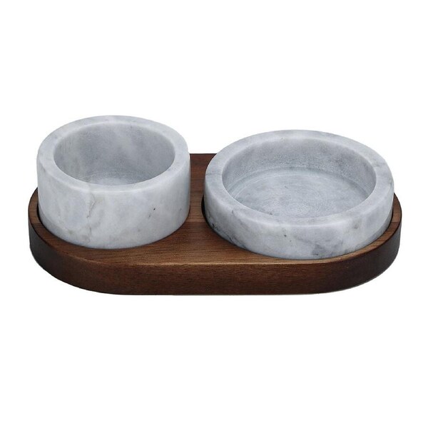 NF Living Seasoning Box Salt And Pepper Bowl Set 8x4.5cm Marbled Natural