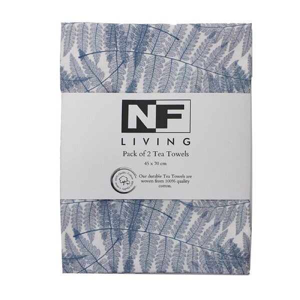 2pc NF Home & Entertaining Essentials Fern Tea Towel 45x70cm Sage