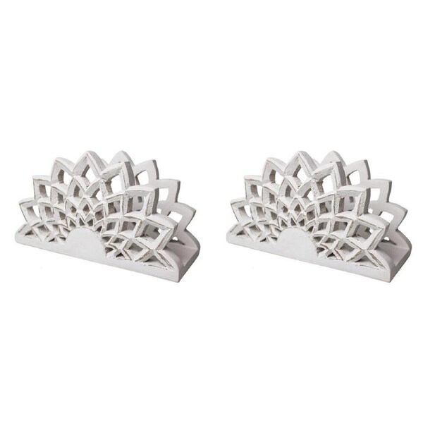 2PK NF Living Flower Napkin Holder 22x12cm Abstract White