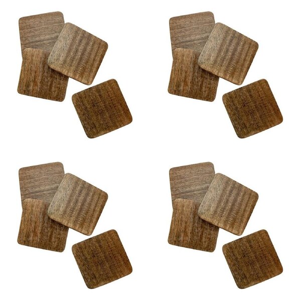 4x 4pc NF Living Mango Wood Coasters Square 10cm Solid Natural