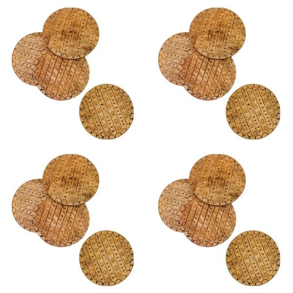 4x 4pc NF Living Mango Wood Coasters HandCrafted 11x11cm Solid Natural