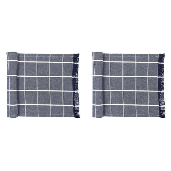 2PK NF Home & Entertaining Essentials Greenland Table Runner 180x35cm Woven Blue