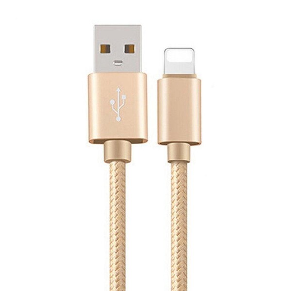 Nylon Fast Charging Charger Micro USB Cable Cord 1M 2M For iOS iPhone - Gold 1m