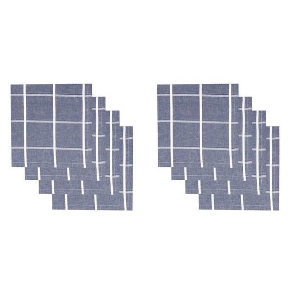 2x 4pc NF Home & Entertaining Essentials Greenland Napkin 45x45cm Checked Blue