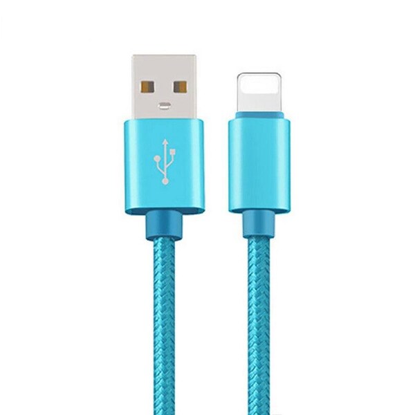 Nylon Fast Charging Charger Micro USB Cable Cord 1M 2M For iOS iPhone - Blue 2m