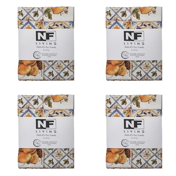 4PK NF Home & Entertaining Essentials PortTile Tea Towel 45x70cm Multicoloured