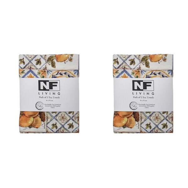 2PK NF Home & Entertaining Essentials PortTile Tea Towel 45x70cm Multicoloured