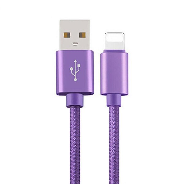 Nylon Fast Charging Charger Micro USB Cable Cord 1M 2M For iOS iPhone - Purple 1m