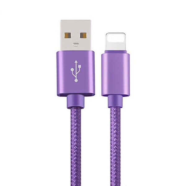 Nylon Fast Charging Charger Micro USB Cable Cord 1M 2M For iOS iPhone - Purple 2m
