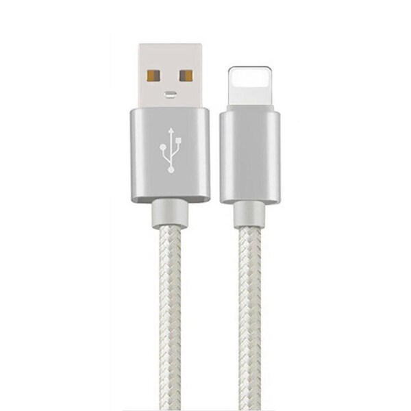 Nylon Fast Charging Charger Micro USB Cable Cord 1M 2M For iOS iPhone - Silver 2m