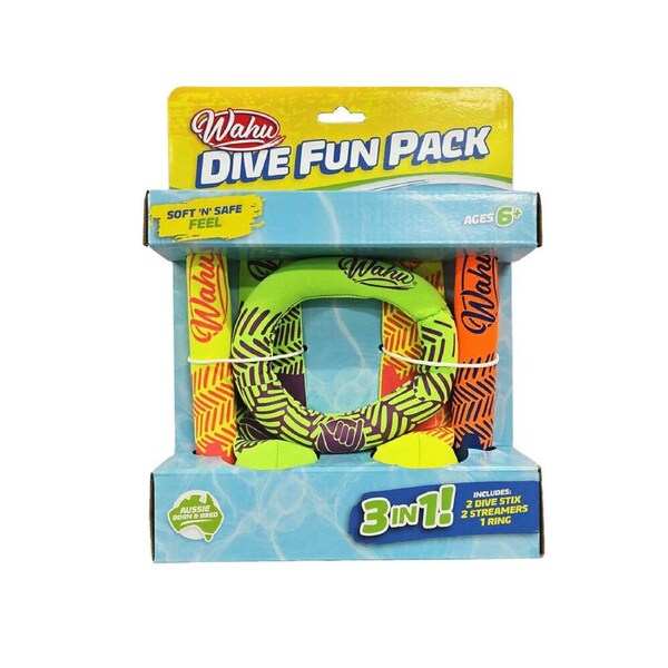 5pc Wahu Dive Fun Pack Pool Toy Kit for Kids With Sticks Streamers and Ring 6y+