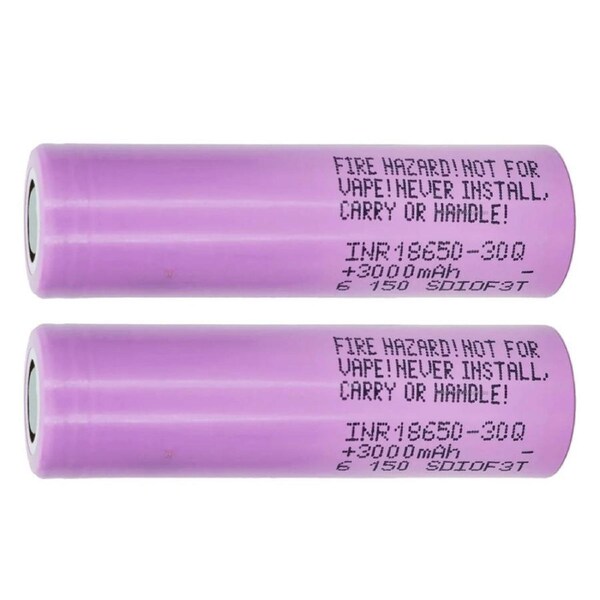 Tavice 30Q 18650 3000mAh 15A 3.6V Li-ion Rechargeable Battery - 2 Pack