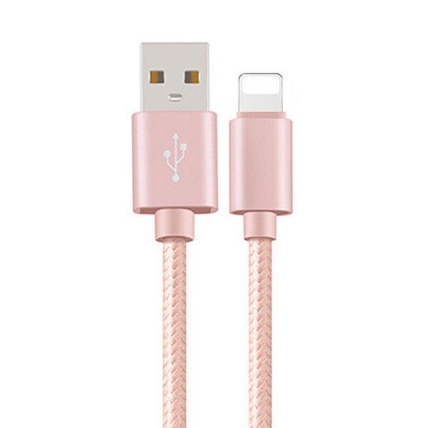Nylon Fast Charging Charger Micro USB Cable Cord 1M 2M For iOS iPhone - Rose 2m