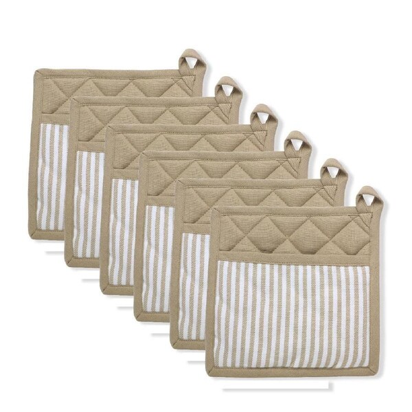 6PK NF Home & Entertaining Essentials Maison Potholder 20x20cm Striped Beige