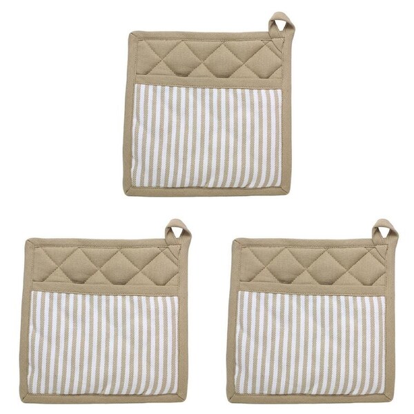 3PK NF Home & Entertaining Essentials Maison Potholder 20x20cm Striped Beige