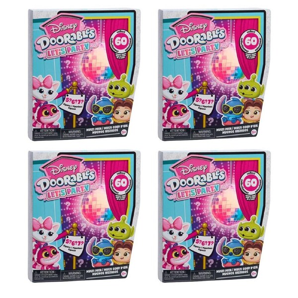 4PK Doorables Disney Multi Peek Collectable Figures Pop Up Party Set 5y+